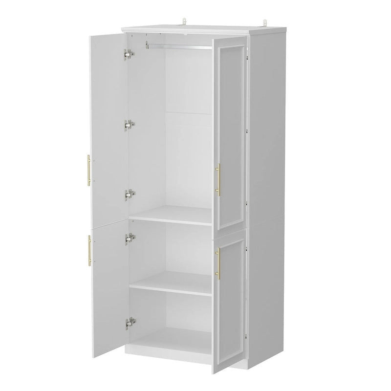 74.8H Large Modular Wardrobe Cloest Armoire Cabinet Glass Door