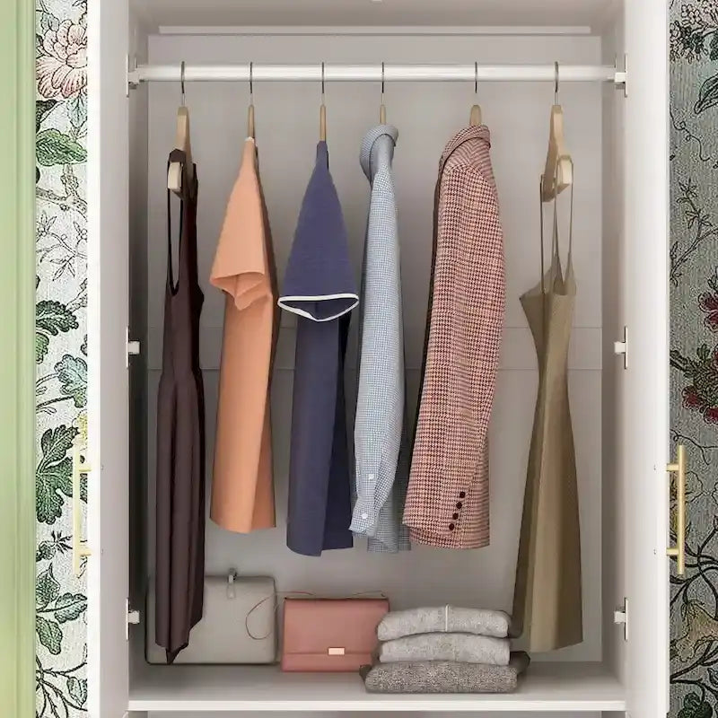 74.8H Large Modular Wardrobe Cloest Armoire Cabinet Glass Door