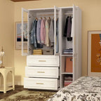 74.8H Large Modular Wardrobe Cloest Armoire Cabinet Glass Door