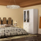 74.8H Large Modular Wardrobe Cloest Armoire Cabinet Glass Door