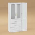 74.8H Large Modular Wardrobe Cloest Armoire Cabinet Glass Door