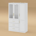 74.8H Large Modular Wardrobe Cloest Armoire Cabinet Glass Door