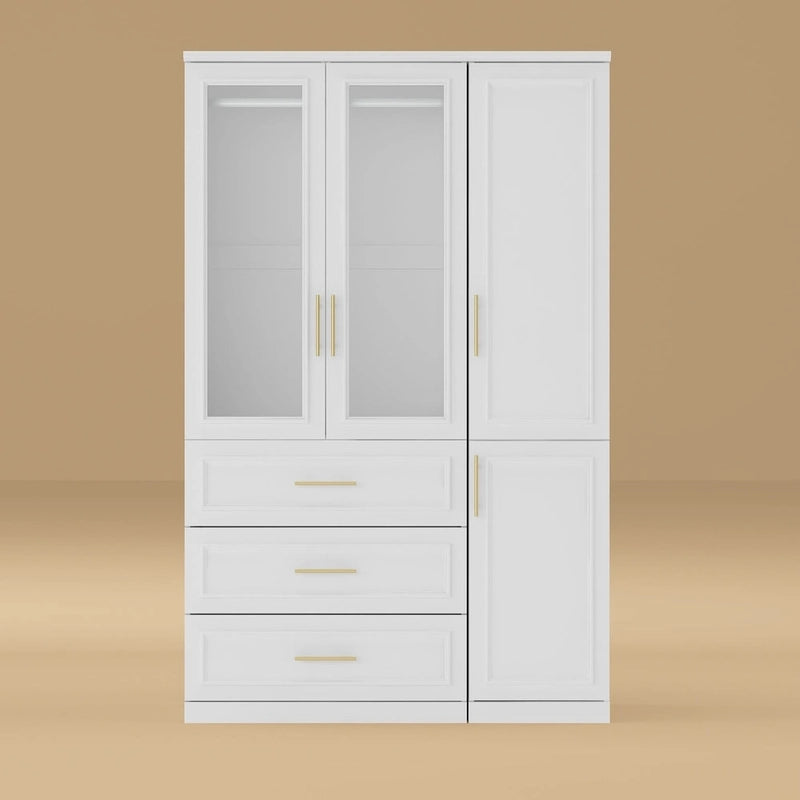 74.8H Large Modular Wardrobe Cloest Armoire Cabinet Glass Door