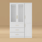 74.8H Large Modular Wardrobe Cloest Armoire Cabinet Glass Door