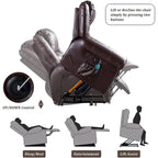 Breathable Rivet Power Lift Recliner Chair with Massage,Heat and USB Port