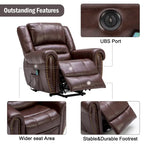 Breathable Rivet Power Lift Recliner Chair with Massage,Heat and USB Port