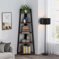 5 tier Bathroom Corner Shelf Storage Tower Cabinet Rustic Brown
