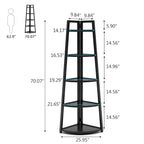 5 tier Bathroom Corner Shelf Storage Tower Cabinet Rustic Brown