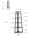 5 tier Bathroom Corner Shelf Storage Tower Cabinet Rustic Brown