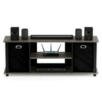 Porch & Den Tompkins Black MDF Entertainment Center with Storage Bins