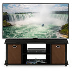 Porch & Den Tompkins Black MDF Entertainment Center with Storage Bins