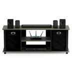 Porch & Den Tompkins Black MDF Entertainment Center with Storage Bins