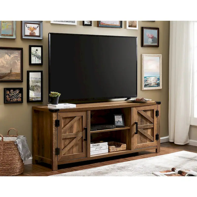 Farmhouse Barndoor TV Stand Entertainment Center for TVs up to 70-inch