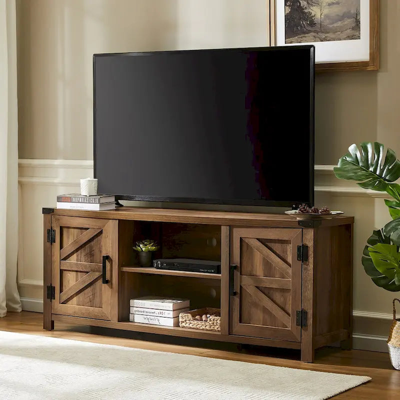 Farmhouse Barndoor TV Stand Entertainment Center for TVs up to 70-inch