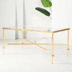 SAFAVIEH Couture Araminta Gold Leaf Coffee Table - 44 W x 24 L x 20.5 H - 44Wx24Dx21H