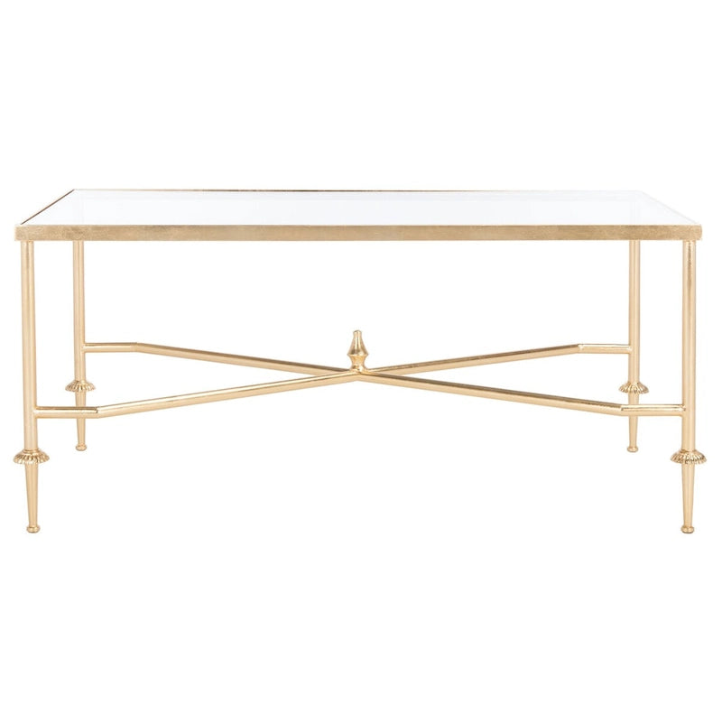 SAFAVIEH Couture Araminta Gold Leaf Coffee Table - 44 W x 24 L x 20.5 H - 44Wx24Dx21H