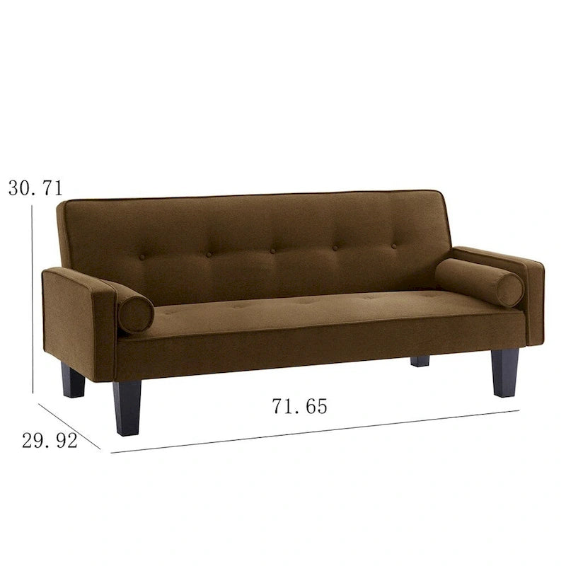 Living room sofa convertible into sofa bed includes two pillows