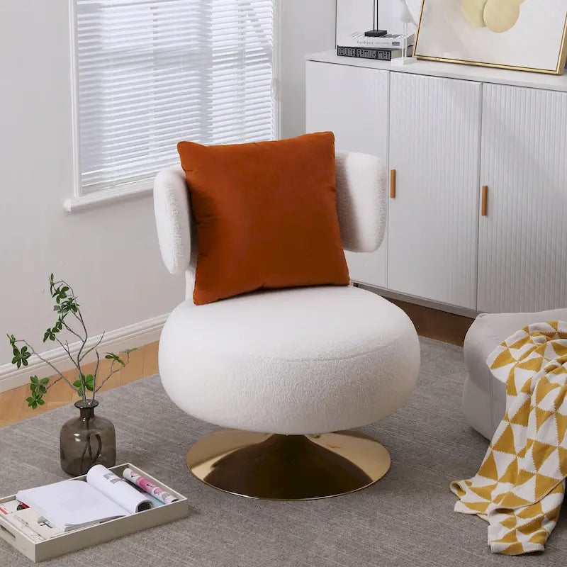 Fabric Swivel Round Barrel Chair