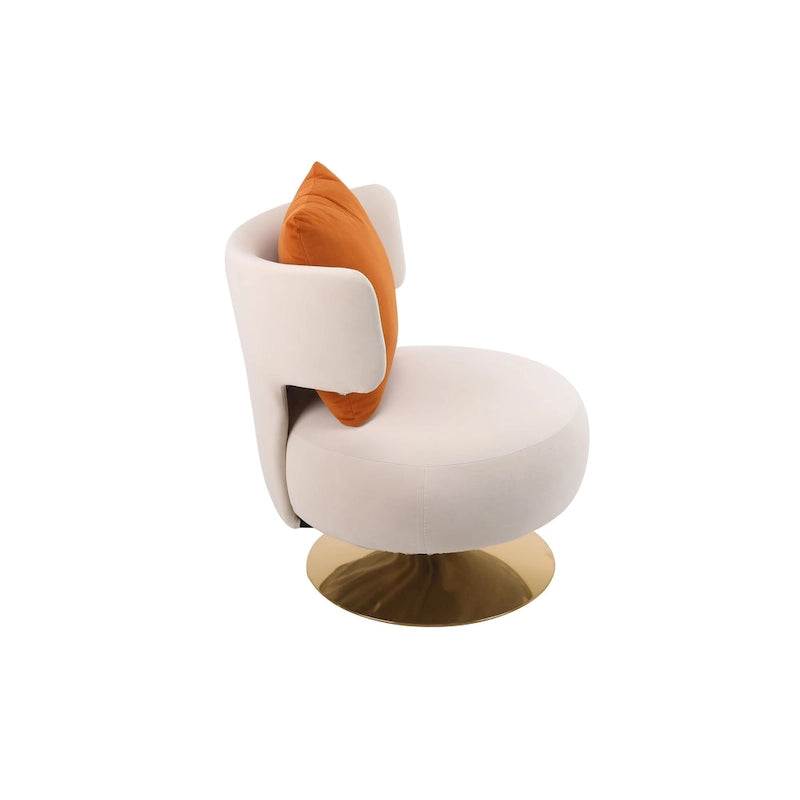 Fabric Swivel Round Barrel Chair