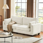 LUE BONA 81 Modern Corduroy 3 Seater Sofa, Polyester Rectangle Upholstered Sofa with Wood Base for Living Room