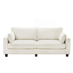 Beige / Yellow / Dark Grey / Dark Blue Corduroy 3-Seater Sofa with Wood Legs