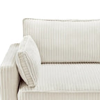 Beige / Yellow / Dark Grey / Dark Blue Corduroy 3-Seater Sofa with Wood Legs