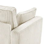 Beige / Yellow / Dark Grey / Dark Blue Corduroy 3-Seater Sofa with Wood Legs