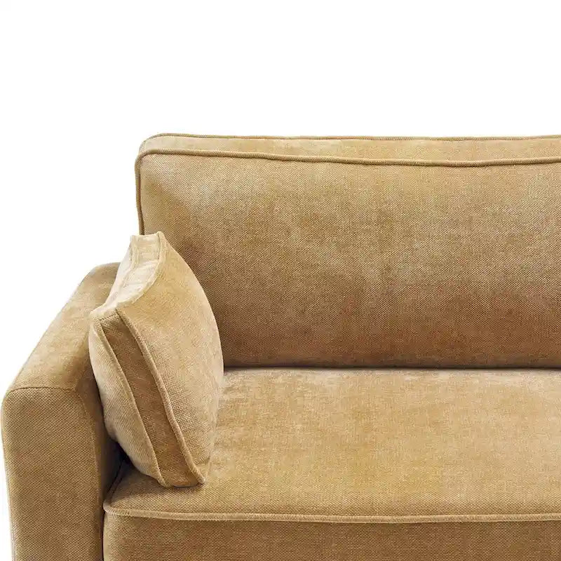 Beige / Yellow / Dark Grey / Dark Blue Corduroy 3-Seater Sofa with Wood Legs