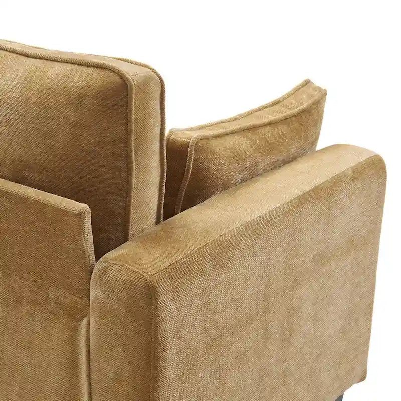 Beige / Yellow / Dark Grey / Dark Blue Corduroy 3-Seater Sofa with Wood Legs