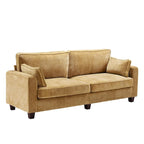 Beige / Yellow / Dark Grey / Dark Blue Corduroy 3-Seater Sofa with Wood Legs