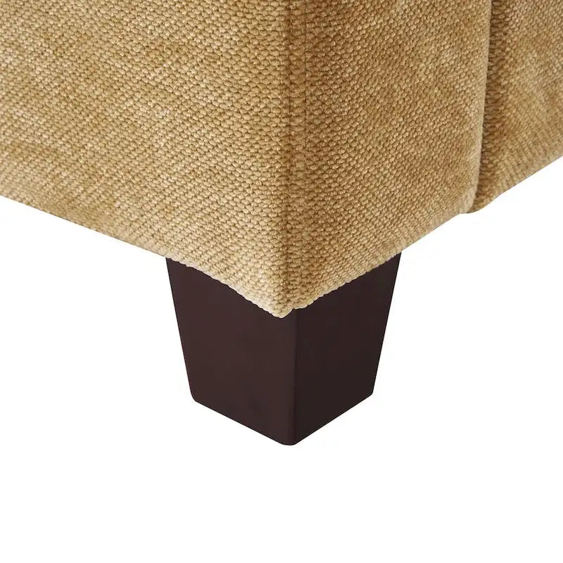Beige / Yellow / Dark Grey / Dark Blue Corduroy 3-Seater Sofa with Wood Legs