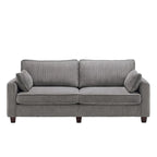 Beige / Yellow / Dark Grey / Dark Blue Corduroy 3-Seater Sofa with Wood Legs