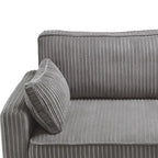 Beige / Yellow / Dark Grey / Dark Blue Corduroy 3-Seater Sofa with Wood Legs