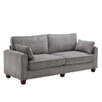 Beige / Yellow / Dark Grey / Dark Blue Corduroy 3-Seater Sofa with Wood Legs