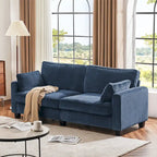 Beige / Yellow / Dark Grey / Dark Blue Corduroy 3-Seater Sofa with Wood Legs