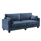 Beige / Yellow / Dark Grey / Dark Blue Corduroy 3-Seater Sofa with Wood Legs