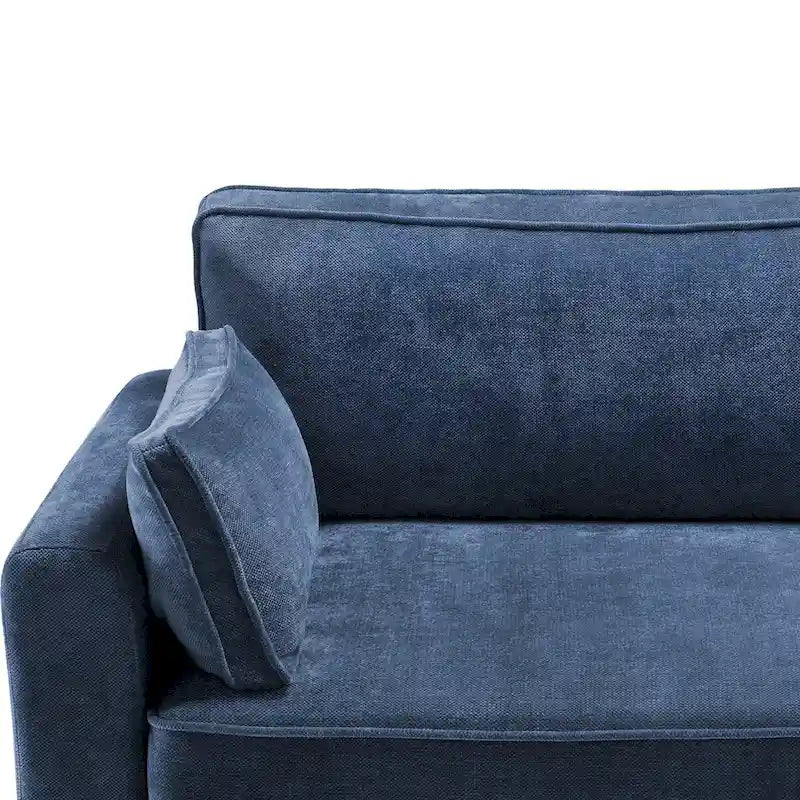 Beige / Yellow / Dark Grey / Dark Blue Corduroy 3-Seater Sofa with Wood Legs