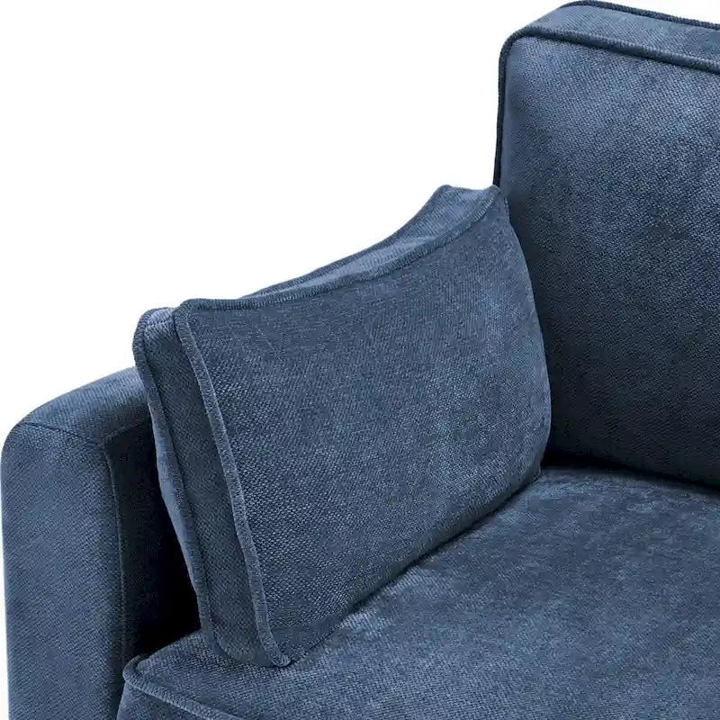 Beige / Yellow / Dark Grey / Dark Blue Corduroy 3-Seater Sofa with Wood Legs