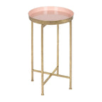 Kate and Laurel Celia Round Metal Foldable Tray Accent Table