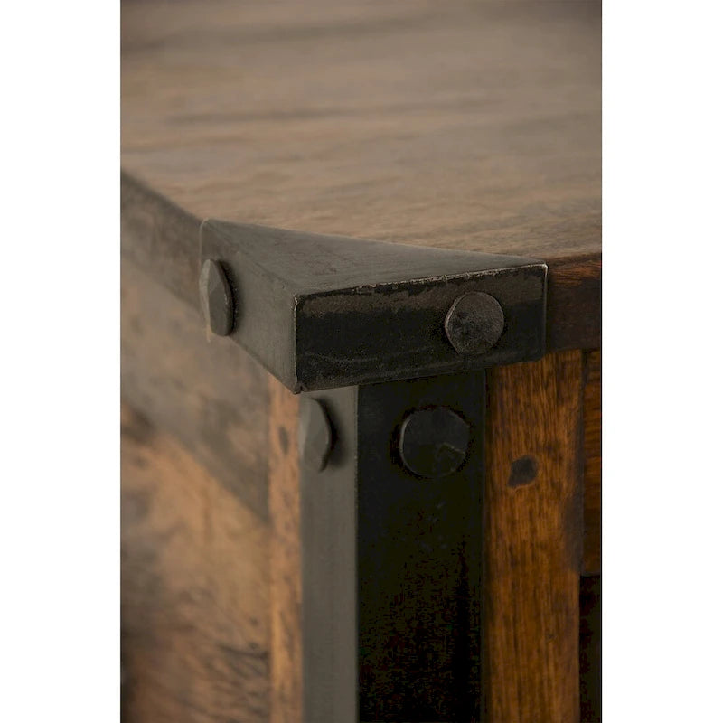 Handmade Solid Reclaimed Barn Wood & Wrought Iron Hardware Trunk or Coffee Table for Indoor 36 Width