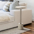 Contemporary Marble Pedestal Drink Table Round Accent Table
