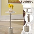 Contemporary Marble Pedestal Drink Table Round Accent Table