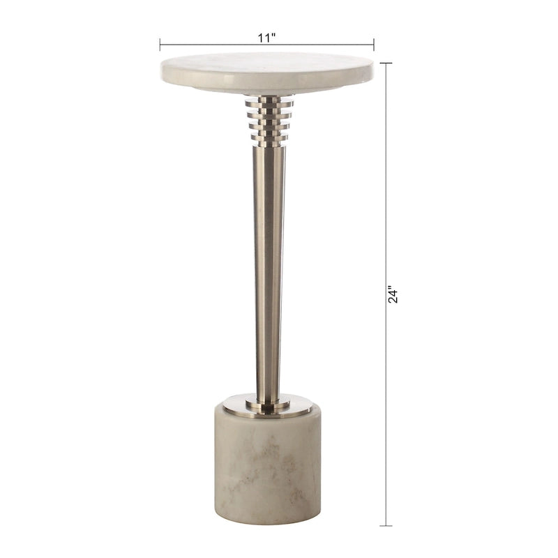Contemporary Marble Pedestal Drink Table Round Accent Table