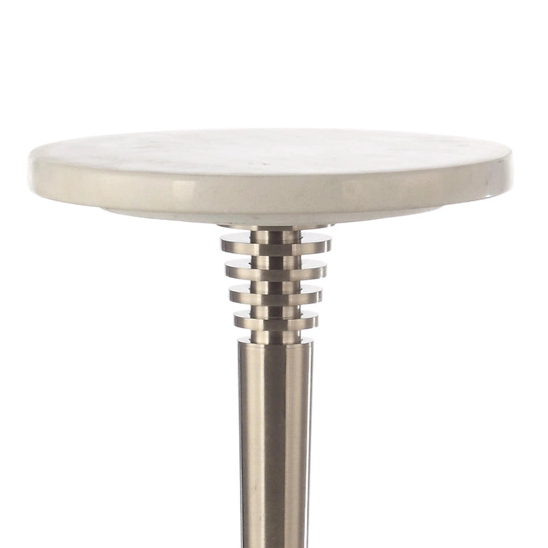 Contemporary Marble Pedestal Drink Table Round Accent Table