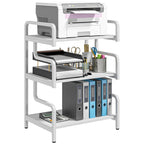 HOMCOM 3-Tier Printer Stand with Storage, Industrial Metal Printer Table for Home Office, Multi-purpose Rack Shelf