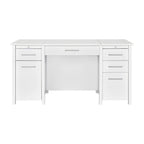 Wim 60 Inch Lift Top Office Desk, 4 Drawers, 2 Pull Out Trays, Glossy White