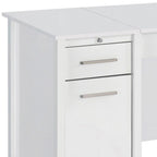 Wim 60 Inch Lift Top Office Desk, 4 Drawers, 2 Pull Out Trays, Glossy White
