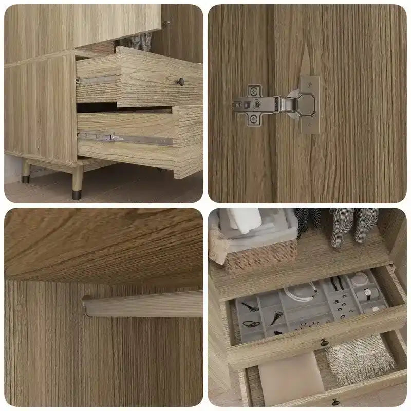 Wooden Armoire with 2-Drawer and 2-Door