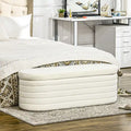 HOMCOM 46 Storage Ottoman Bench, Teddy Fleece Upholstered Boucle Storage Bench with Wood Frame, Bedroom Bench for Living Room