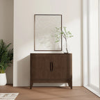 WYNDENHALL Pearson SOLID HARDWOOD 38 Wide Rectangle Modern 2 Door Sideboard Buffet/Storage Cabinet in Walnut Brown